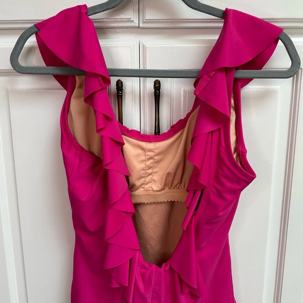 J. Crew Ruffle One-Piece Swimsuit in Fuchsia Pink - Picture 6 of 14